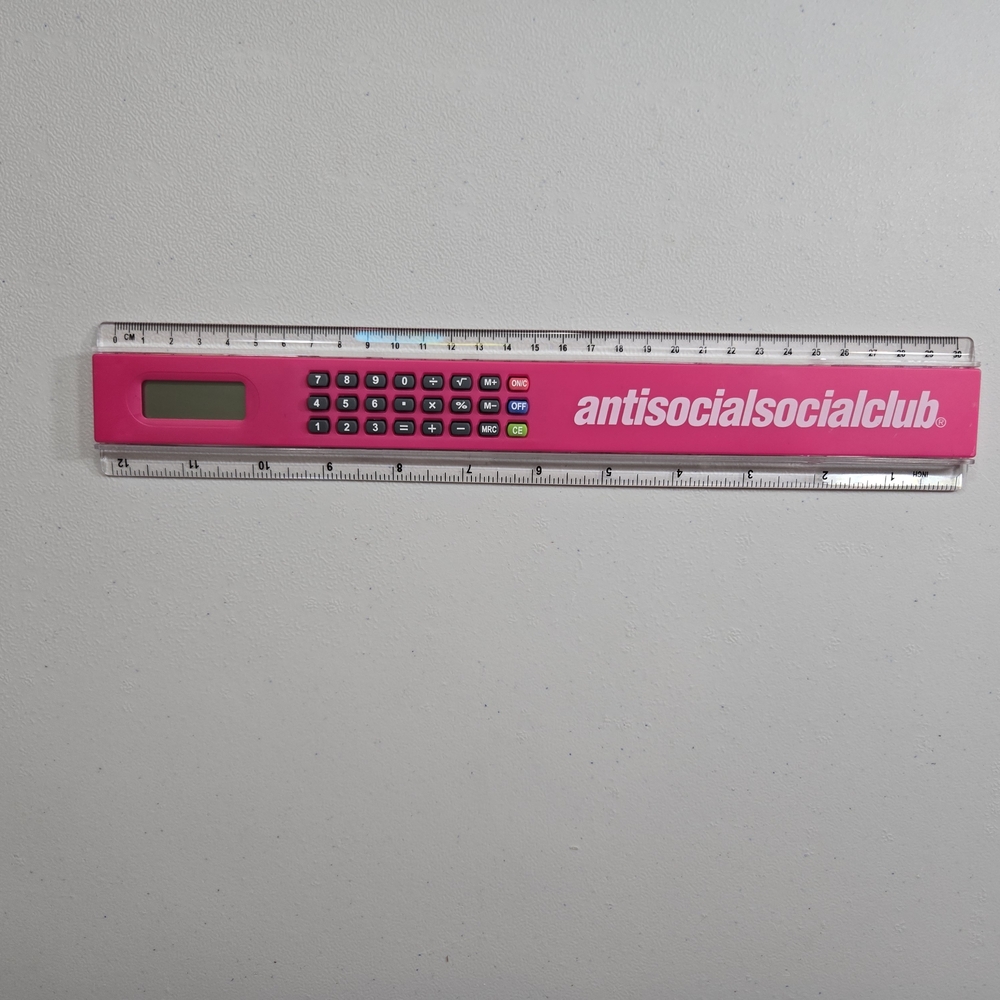 Pink Anti Social Social Club Ruler with Calculator